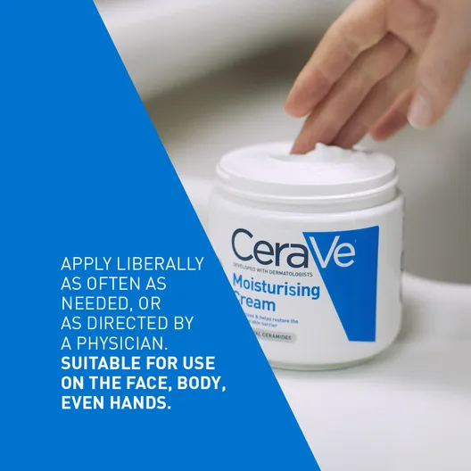CeraVe Moisturising Cream 454 gm | Ceramides & Hyaluronic Acid | Provides Long Lasting Hydration | Non Greasy | For Dry to Very Dry Skin - Image 4