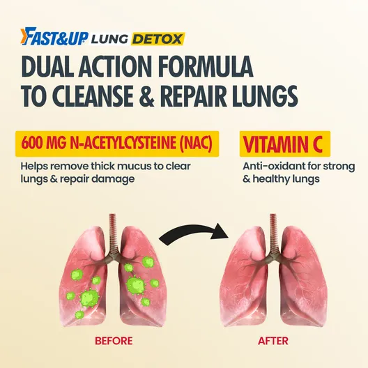 Fast&Up Lung Detox N-Acetylcysteine + Vitamin C Strawberry Flavour, 20 Effervescent Tablets | For Lung Health - Image 11