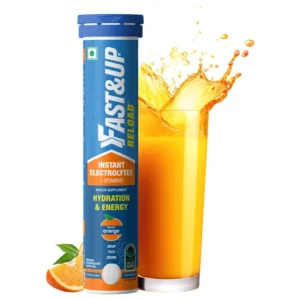 Fast&Up Reload Low Sugar Energy Drink & Instant Hydration Orange Flavour, 20 Effervescent Tablets