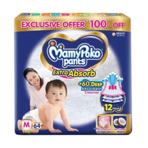 MamyPoko Extra Absorb Diaper Pants Medium, 64 Count