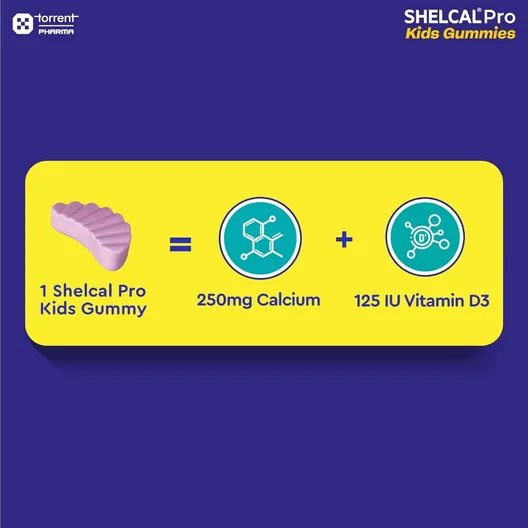 Shelcal Pro Sugar Free Lemon,Orange & Mixed Berries for Kids, 30 Gummies - Image 6