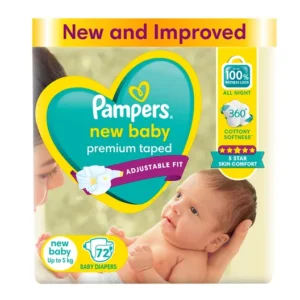 Pampers New Baby Taped Diapers (Up to 5 kg), 72 Count